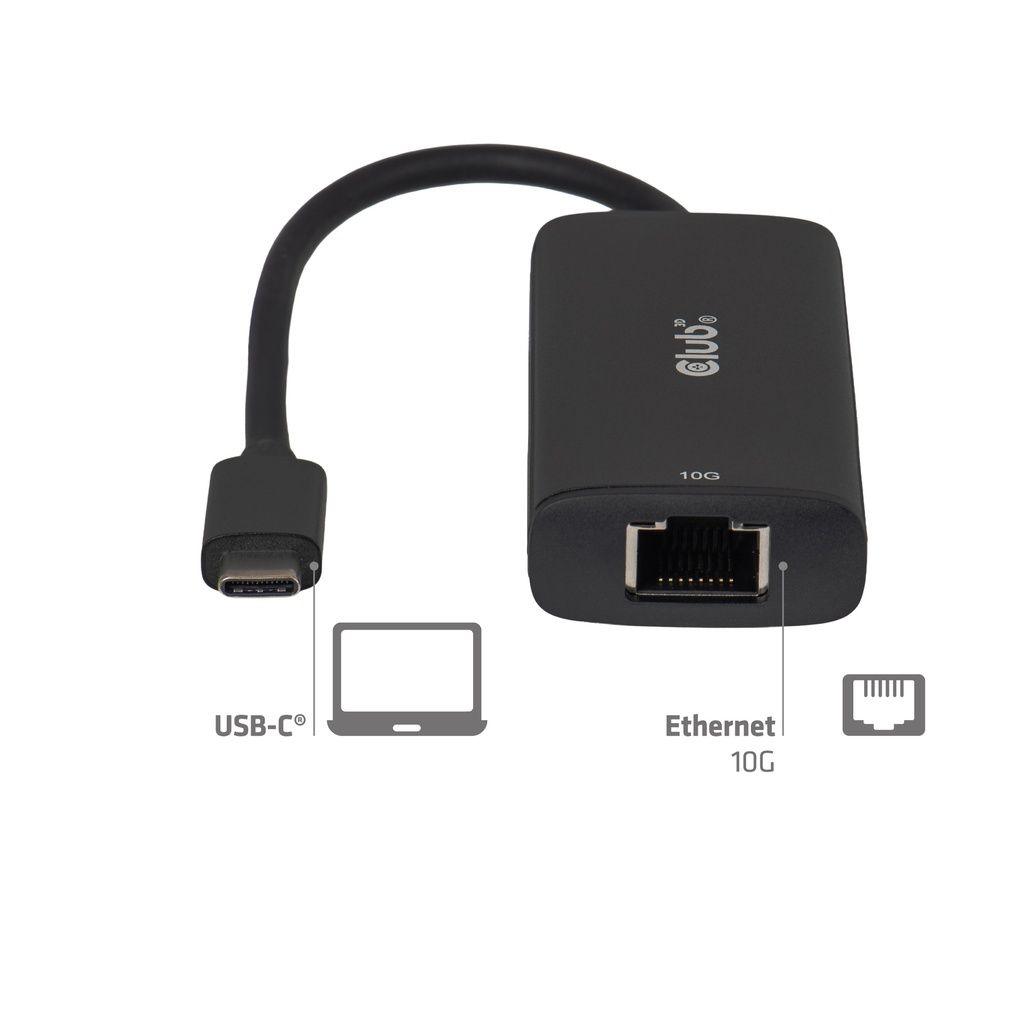 Club3D USB‑C to RJ45 10G Ethernet Black