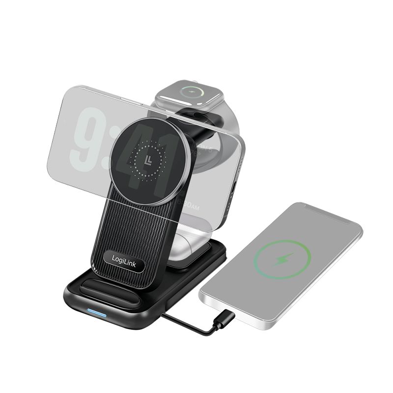 Logilink 4-in-1 charging station Apple MagSafe compatible 20,5W Black