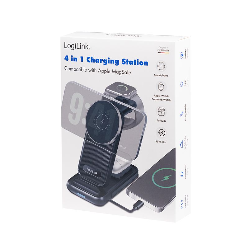 Logilink 4-in-1 charging station Apple MagSafe compatible 20,5W Black