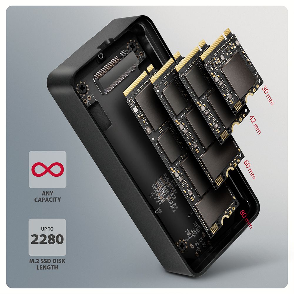 AXAGON EEM2-40G USB-C 40Gbps external enclosure for M.2 NVMe SSD