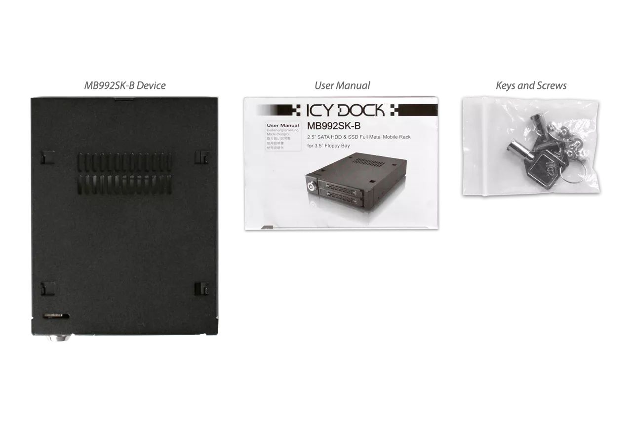 IcyDock ToughArmor MB992SK-B Full Metal 2 Bay 2.5” SATA/SAS HDD & SSD Mobile Rack for External 3.5