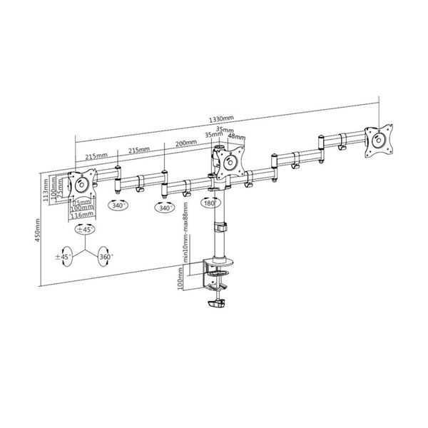 Multibrackets M Deskmount Basic Triple 15-24