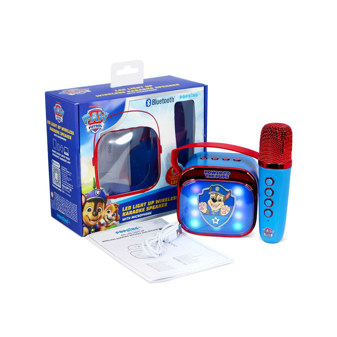 OTL Technologies PAW Patrol PopSing LED Light-Up Bluetooth Karaoke Speaker & Microphone Blue
