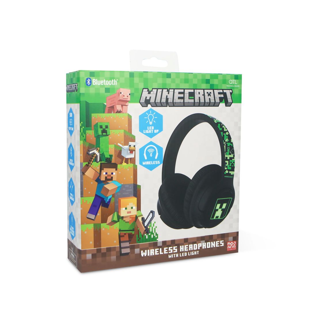 OTL Technologies Minecraft LED Light Up Bluetooth Headset Black/Green