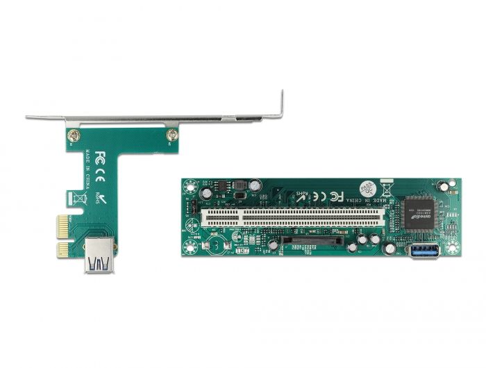 DeLock Riser Card PCI Express x1 to 1 x PCI 32 Bit Slot with 60 cm cable