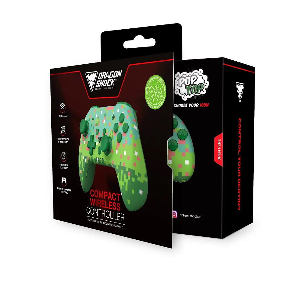 Dragonshock PopTop Bluetooth Gamepad Green Cube
