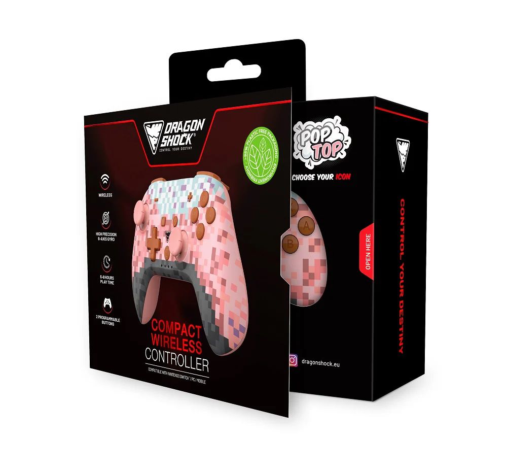 Dragonshock PopTop Bluetooth Gamepad Pink Cube