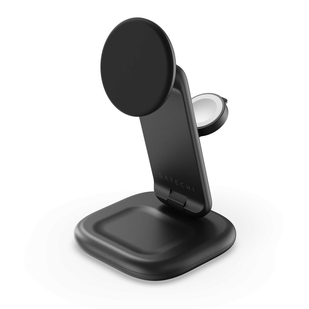Satechi 3-in-1 Foldable Wireless Charging Stand with Qi2 25W Space Black