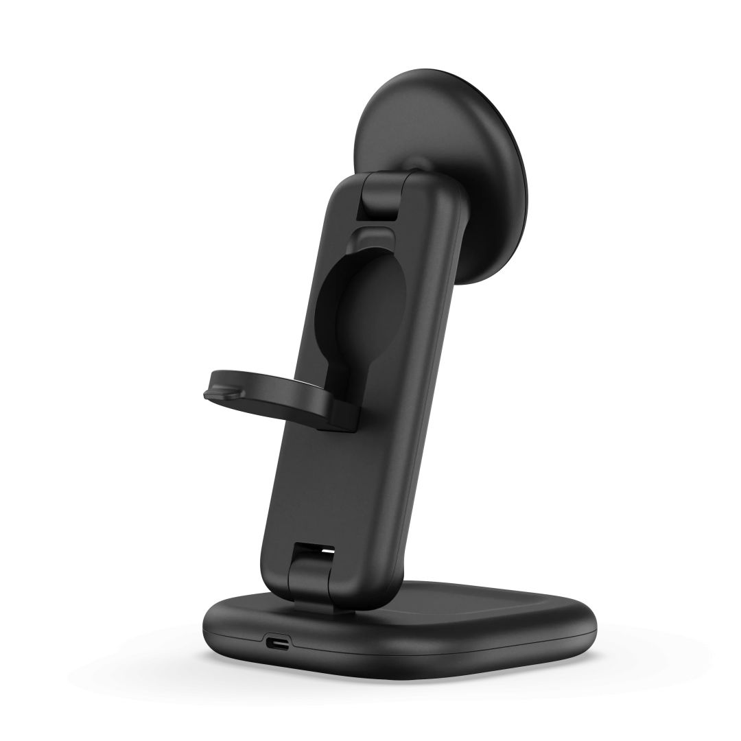 Satechi 3-in-1 Foldable Wireless Charging Stand with Qi2 25W Space Black