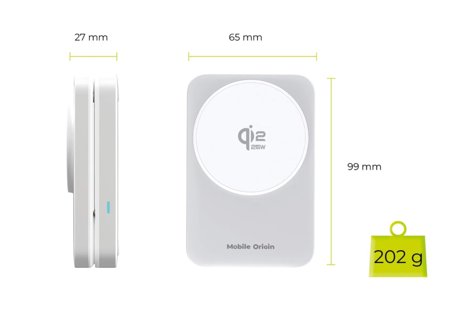Mobile Origin 3in1 Qi2 MagSafe Compatible Foldable Charging Stand 25W PW35 Silver