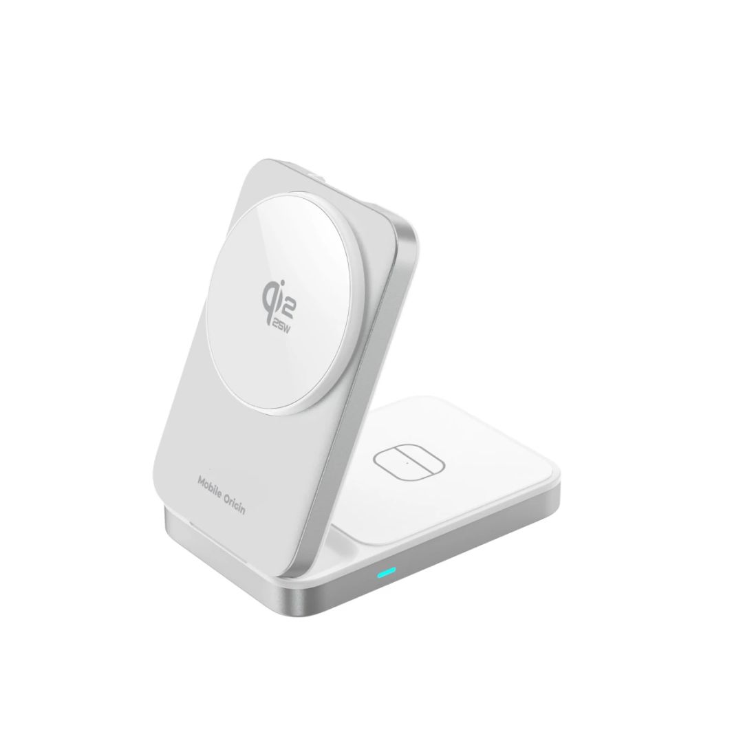 Mobile Origin 3in1 Qi2 MagSafe Compatible Foldable Charging Stand 25W PW35 Silver