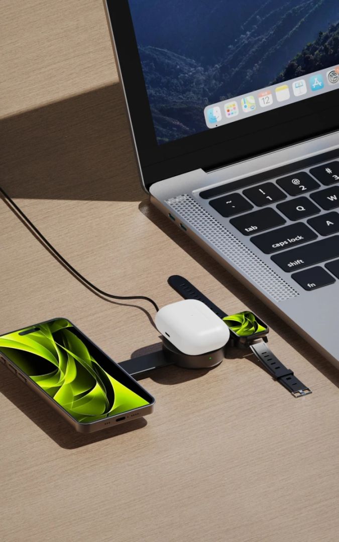 Mobile Origin 3in1 Qi2 Foldable Magnetic Pad 25W PW34 Black