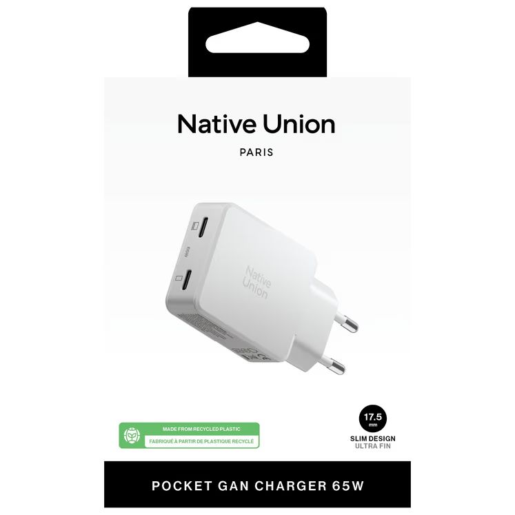 Native Union Pocket GaN Charger 2xUSB-C PD 65W White