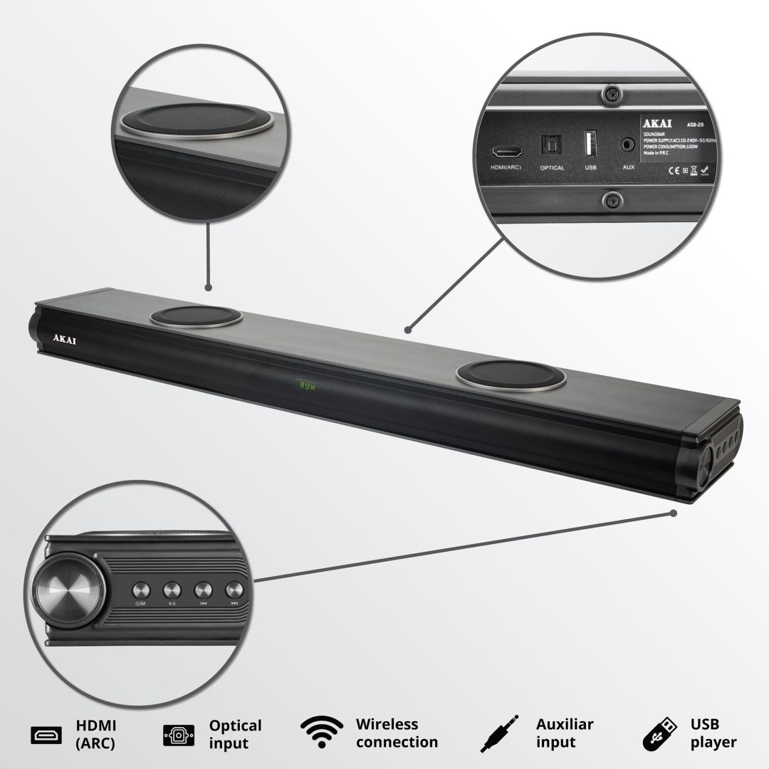 Akai ASB-29 2.2 Soundbar 100W Black