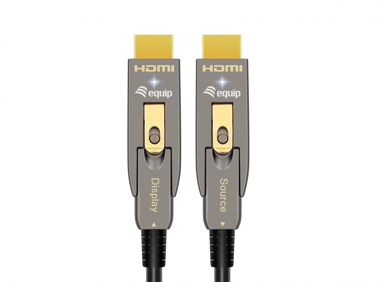 EQuip HDMI 2.0 Detachable Type D + A Active Optical Cable 4K/60Hz 20m Grey