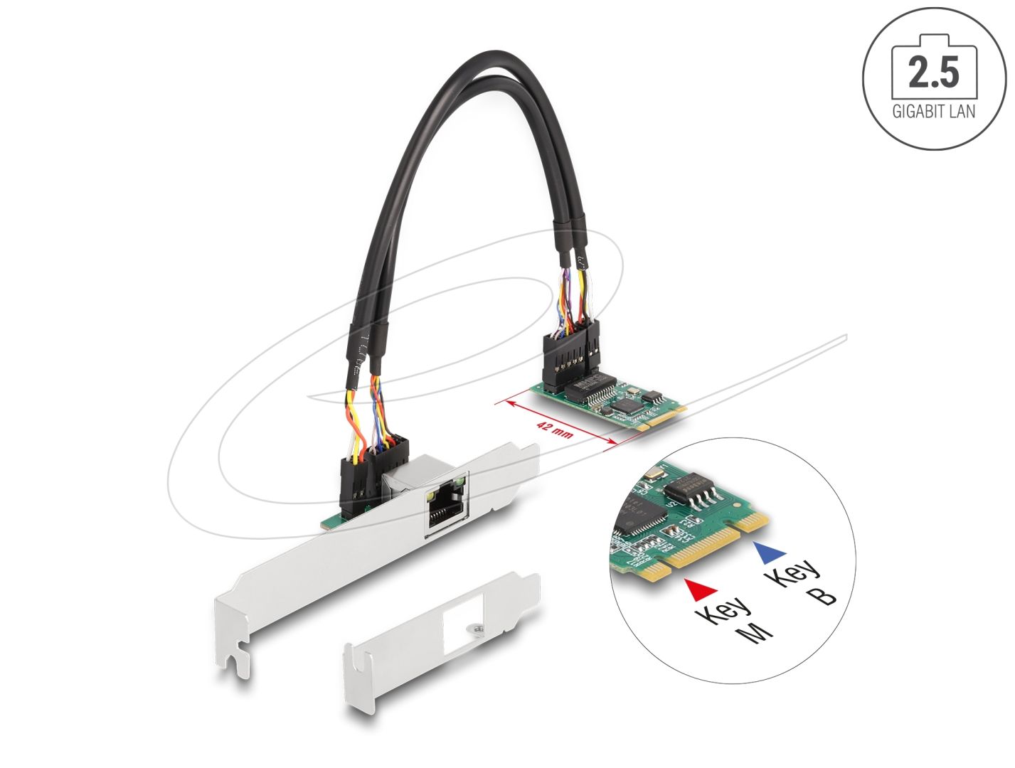 DeLock M.2 Key B+M 1 x RJ45 2,5 Gigabit LAN