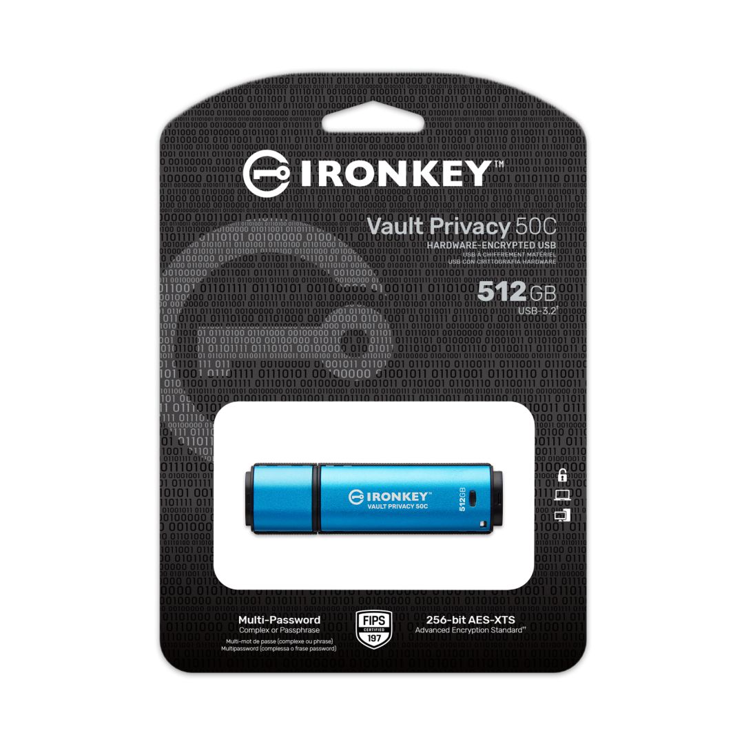 Kingston 512GB IronKey Vault Privacy 50C USB3.2 Blue