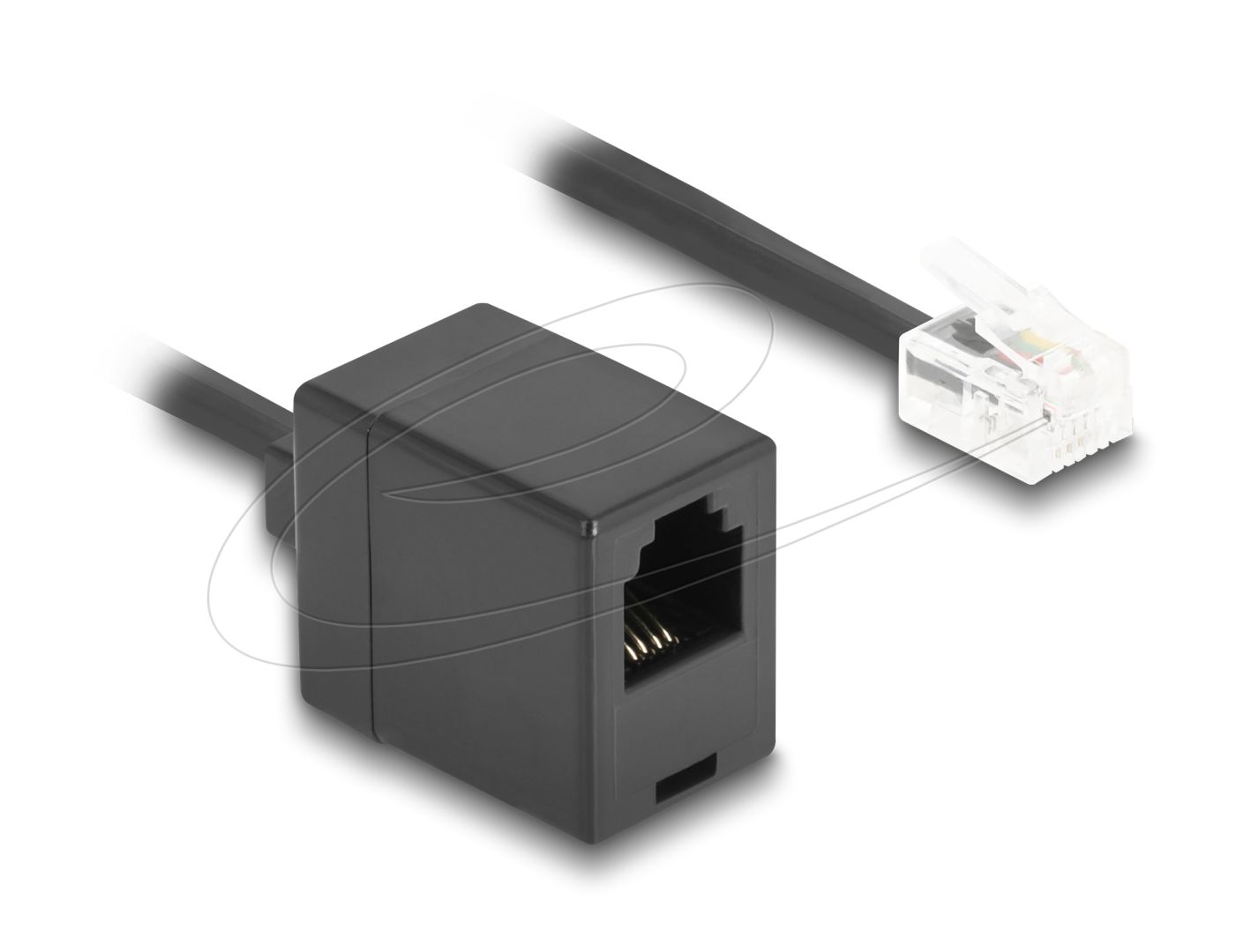 DeLock Telephone Cable / Coiled Cable RJ11 plug to RJ11 jack 1m Black
