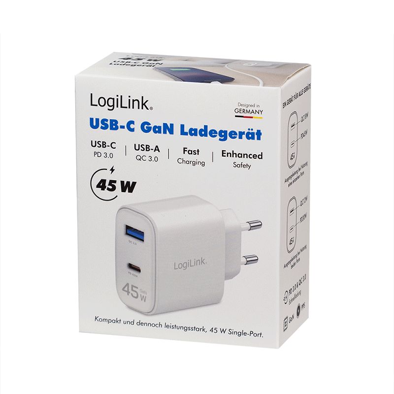 Logilink USB-A/C charger 45W White
