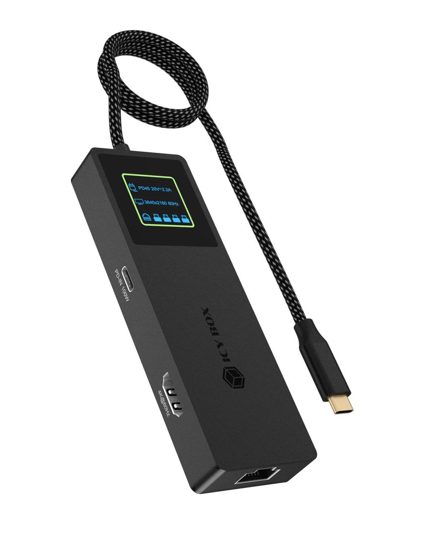 Raidsonic Spade Dock 4038 7-in-1 DockingStation with LCD-Display and PD 100 W