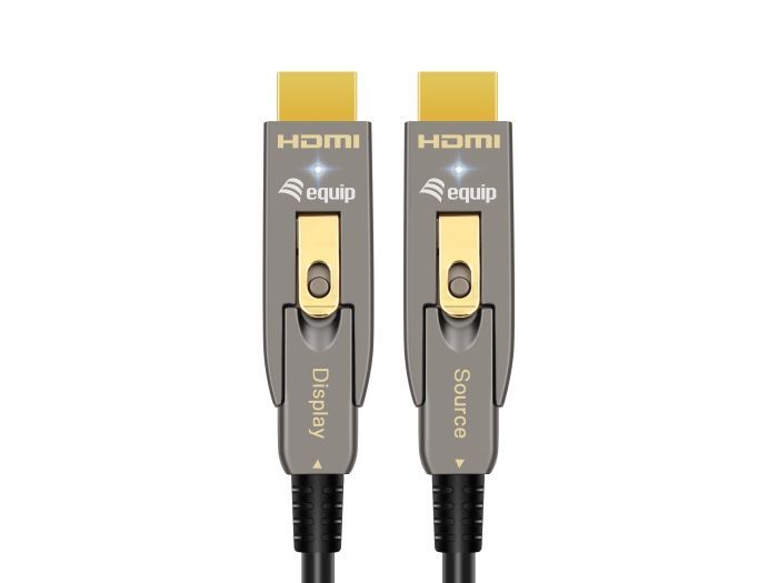 EQuip HDMI 2.1 Detachable Type D + A Active Optical Cable 8K/60Hz 10m Grey