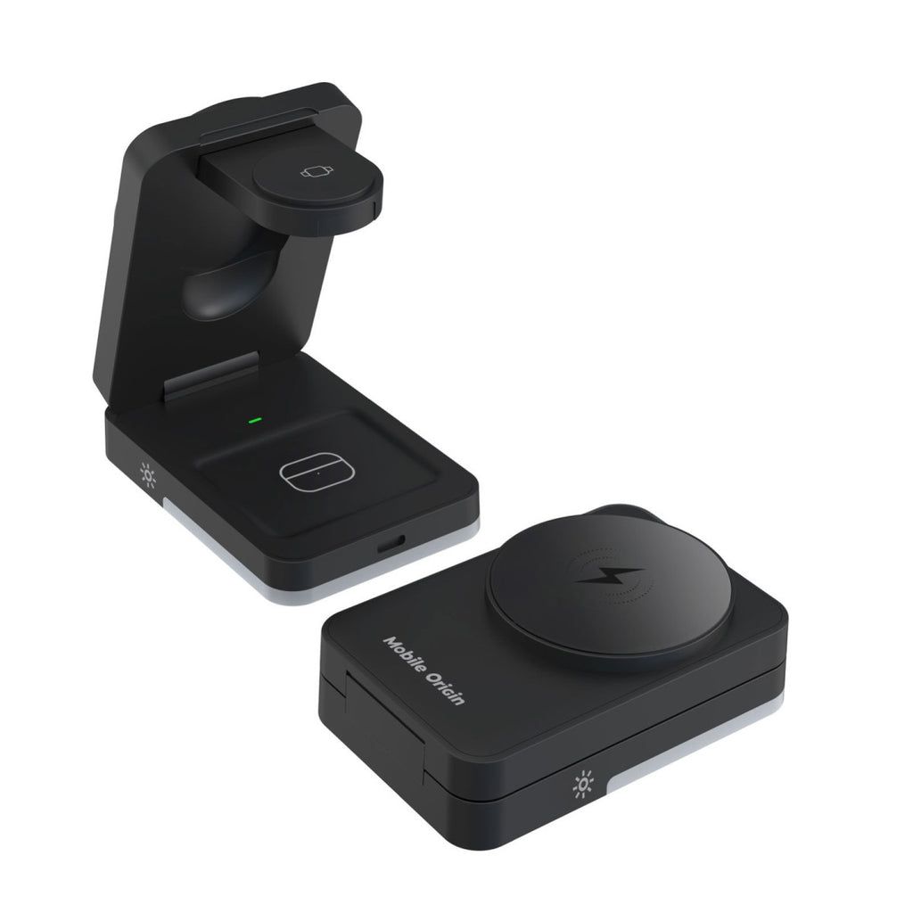 Mobile Origin 3in1 Foldable Charging Stand with light  PW28 Black