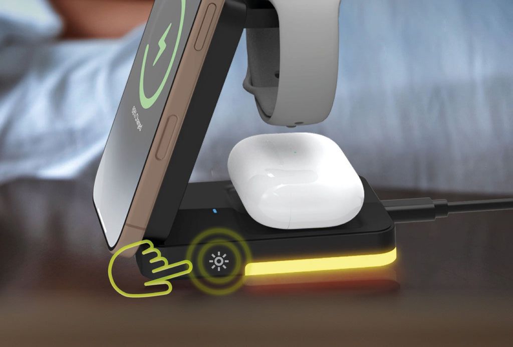 Mobile Origin 3in1 Foldable Charging Stand with light  PW28 Black