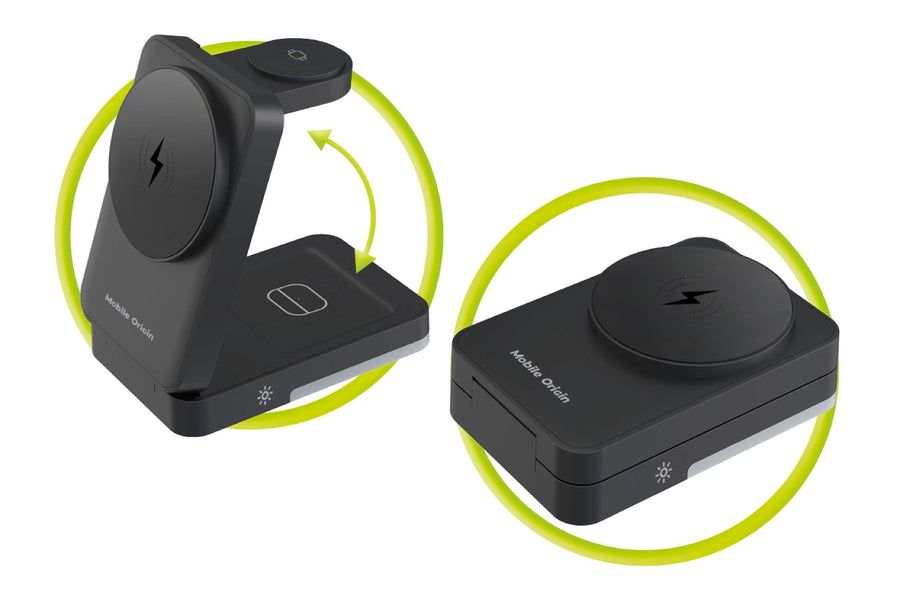 Mobile Origin 3in1 Foldable Charging Stand with light  PW28 Black