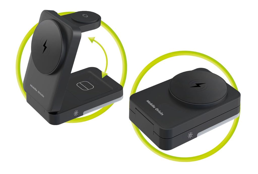Mobile Origin 3in1 Foldable Charging Stand with light  PW28 Black