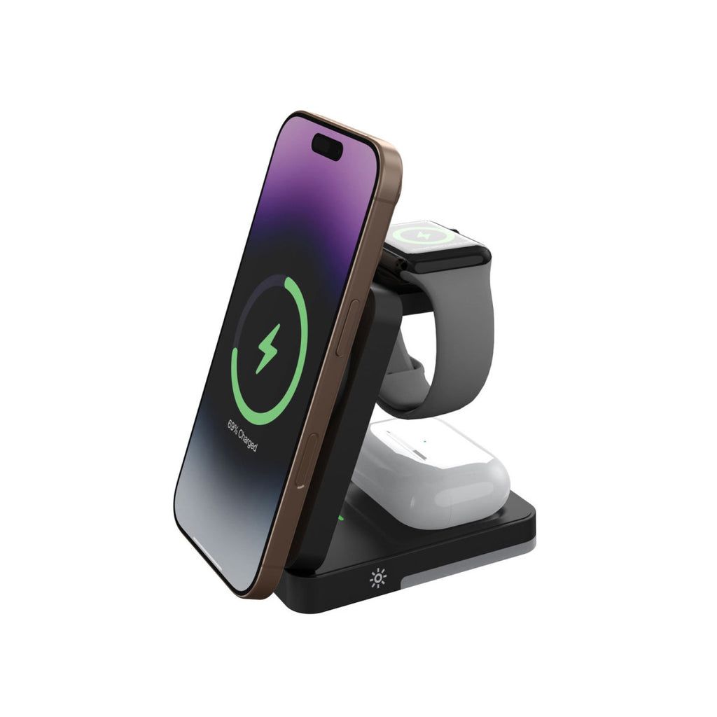 Mobile Origin 3in1 Foldable Charging Stand with light  PW28 Black