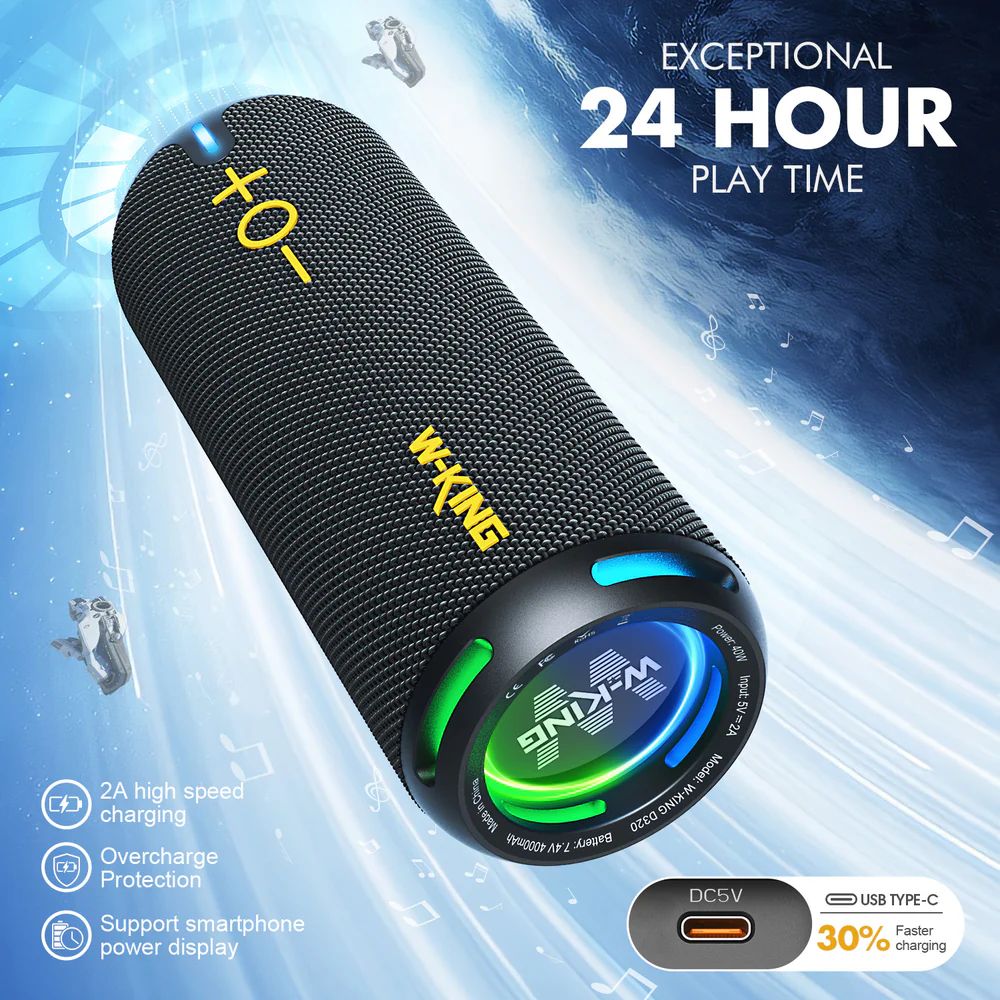 W-King D320 Bluetooth Speaker Black