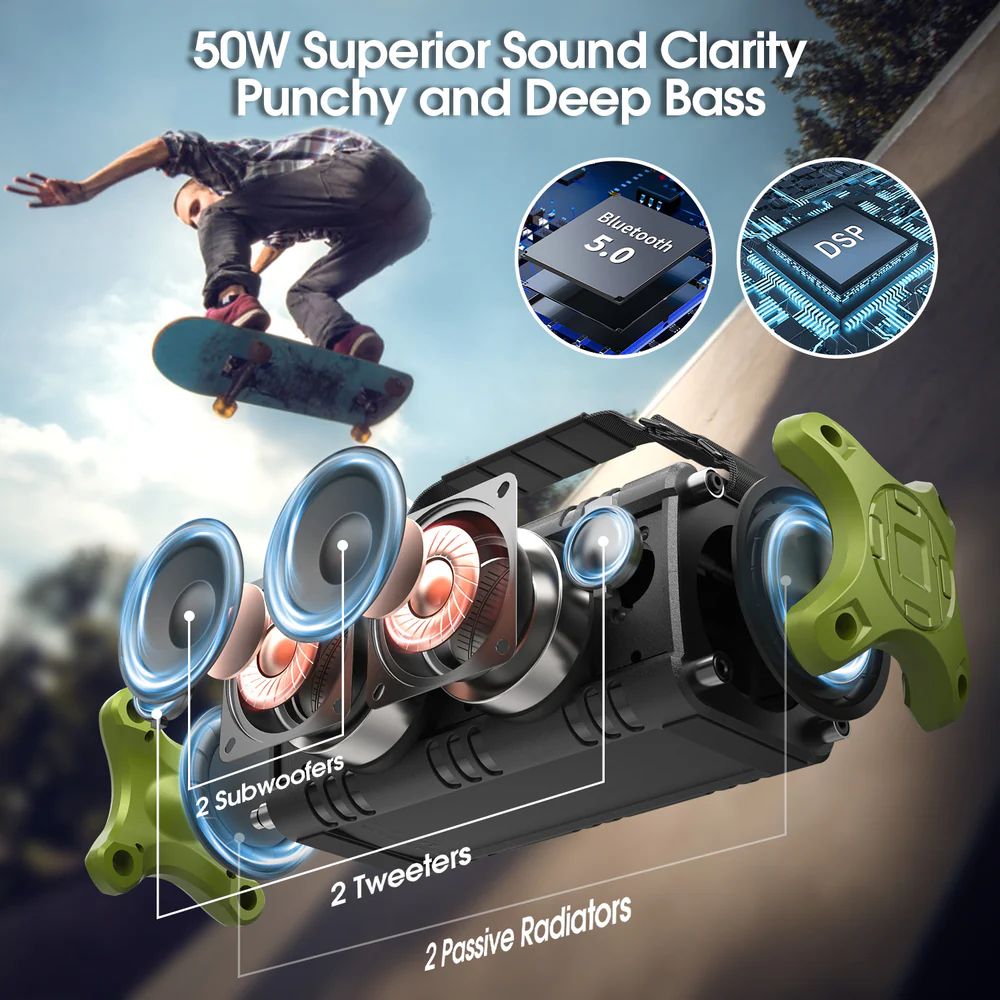 W-King D8 Bluetooth Speaker Black/Green
