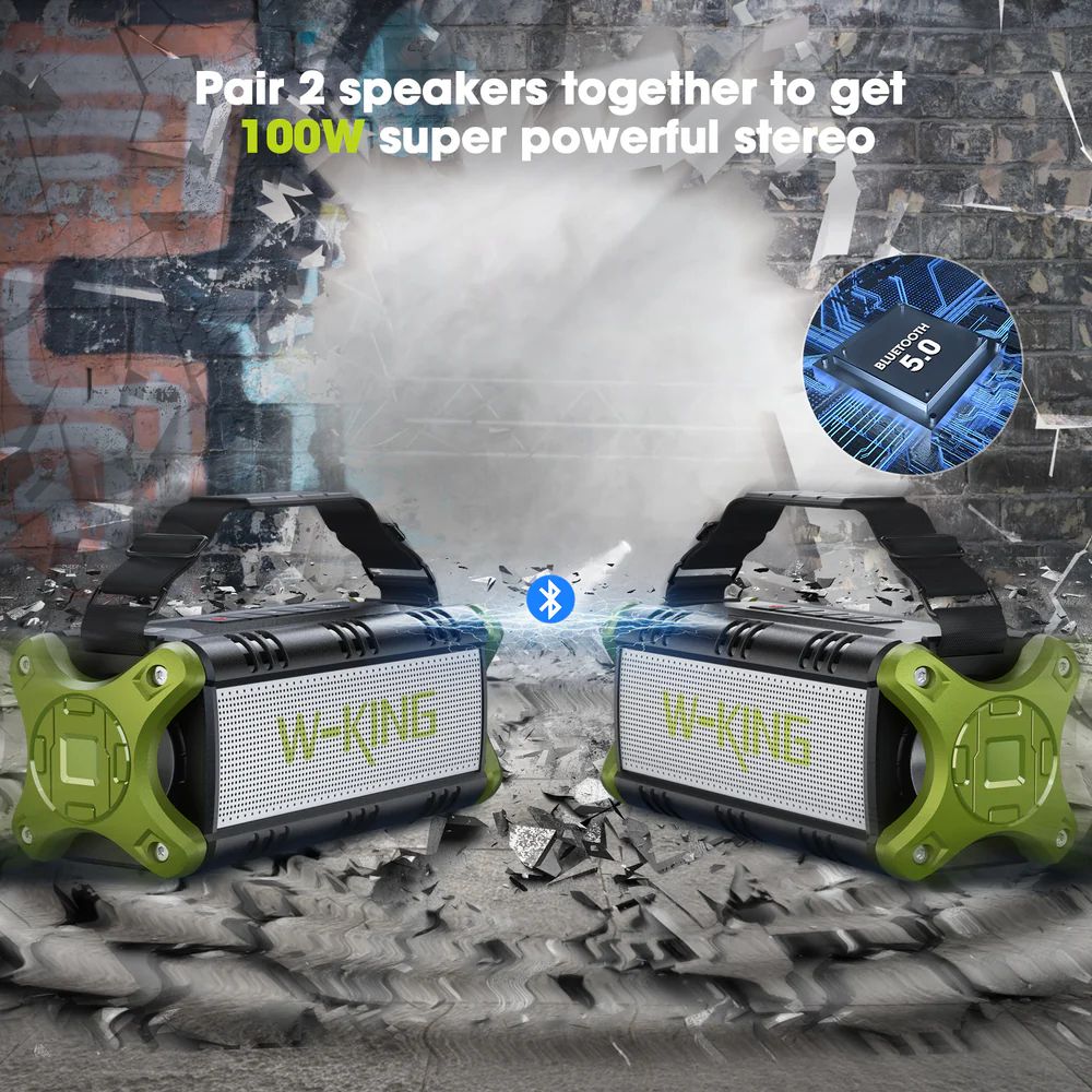 W-King D8 Bluetooth Speaker Black/Green