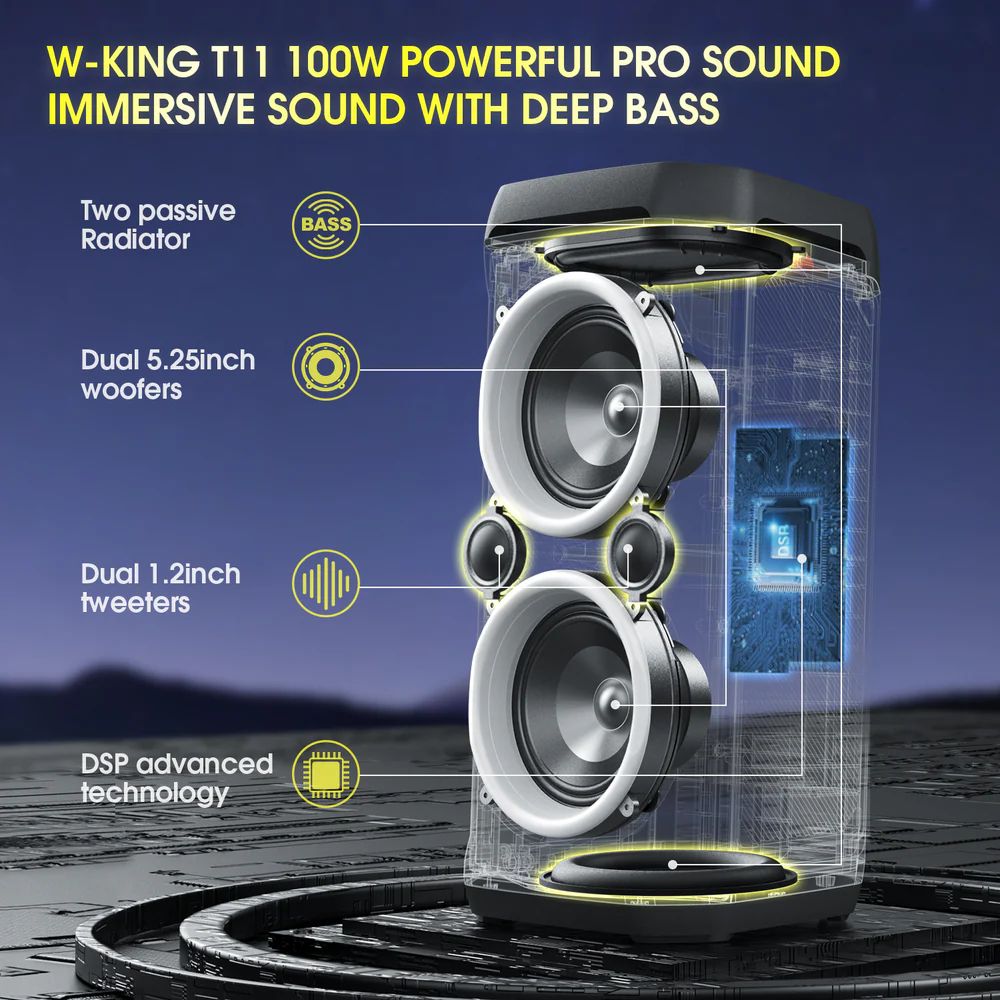 W-King T11 Bluetooth Speaker Black