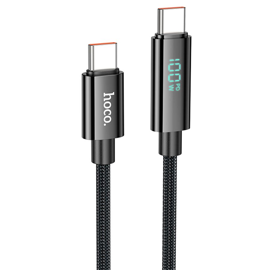 Hoco U125 Benefit 100W charging data cable with display USB-C to USB-C 1,2m Black