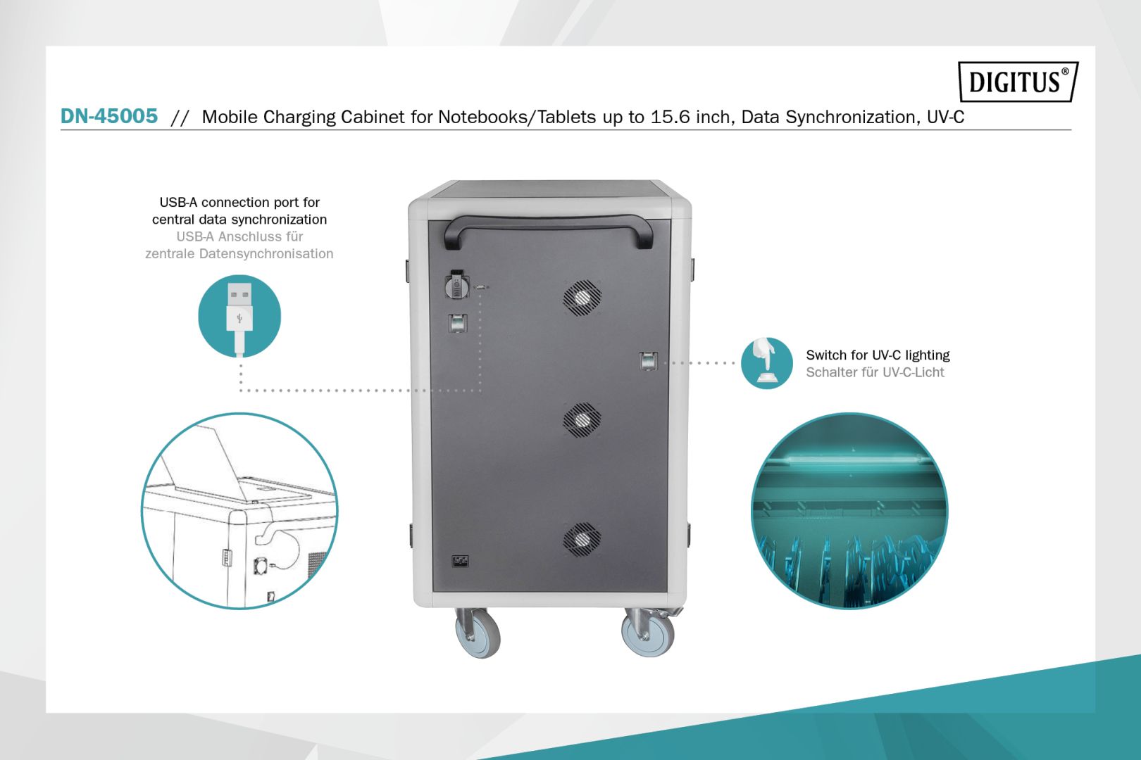 Digitus DN-45005 Mobile charging cabinet Grey