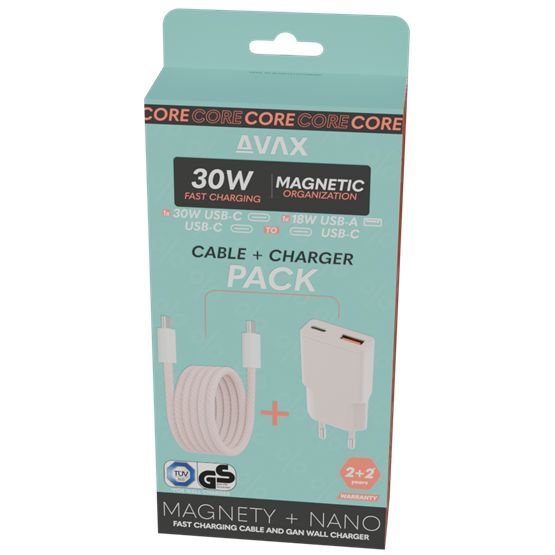 Avax CH641P 30W Charger + CB610P 100W Cable Pink