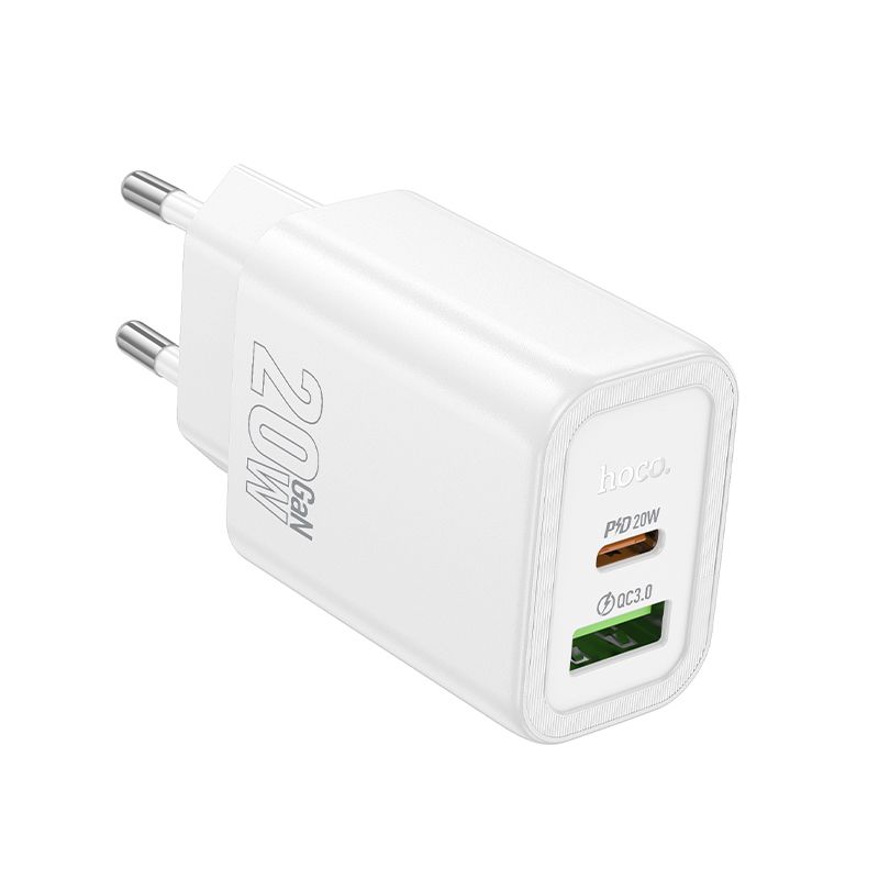 Hoco N61 Gentle USB-A + USB-C PD20W+QC3.0 3A 20W charger White