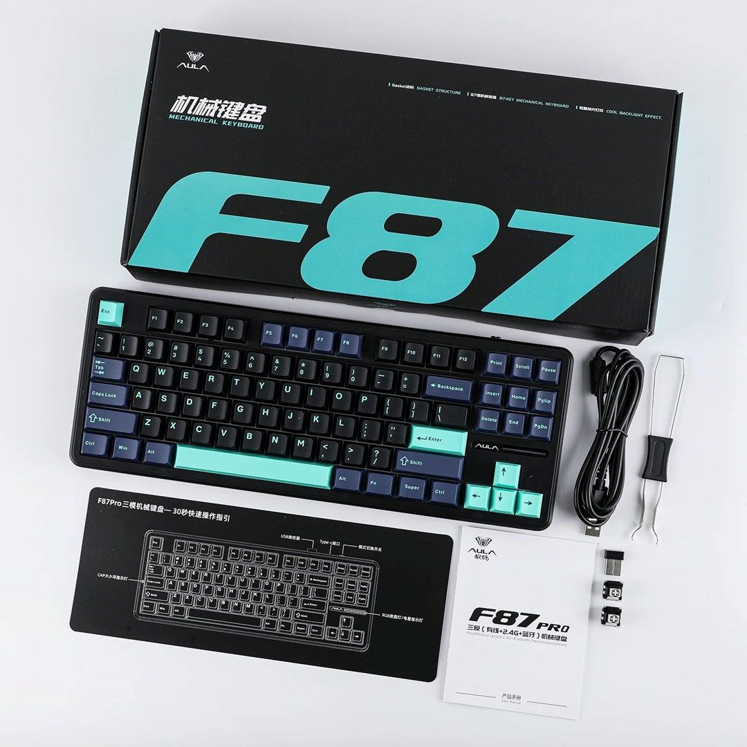 Aula F87 Pro Gasket Gaming Wireless Bluetooth Mechanical Keyboard Black/Blue US