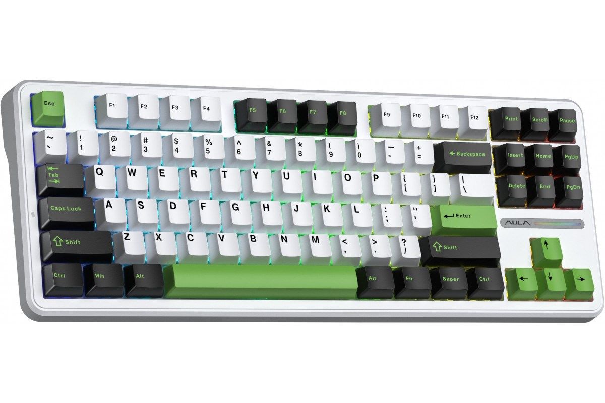 Aula F87 Gasket Gaming Wireless Bluetooth Mechanical Keyboard White/Black/Green US