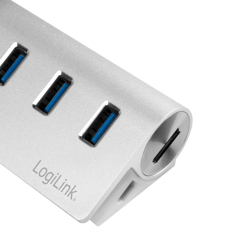 Logilink USB 3.0 hub 3-port with card reader for SD/microSD aluminum casing