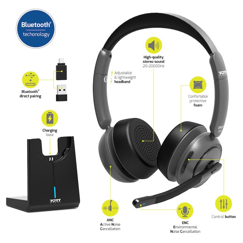 Port Designs Bluetooth stereo microphone helmet with PRO ON''''R 700 base Headset Black