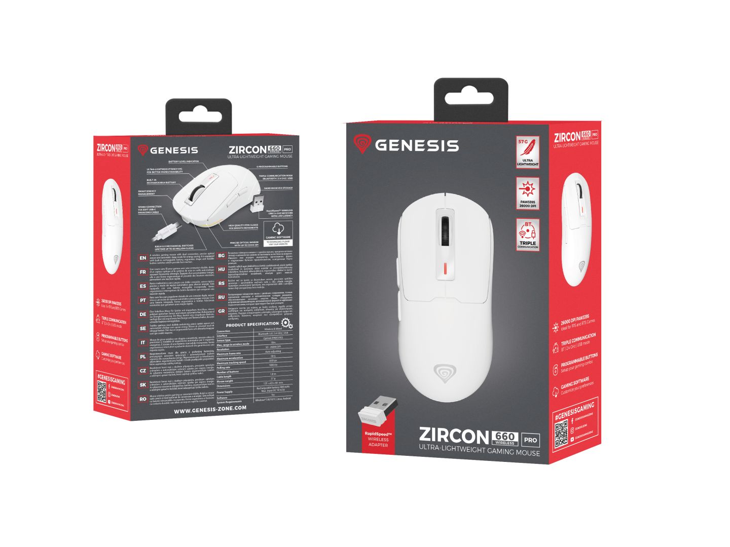Genesis Zircon 660 Pro Wireless Bluetooth Gaming Mouse White