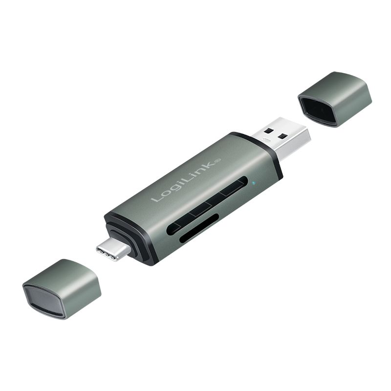 Logilink USB 3.2 Gen1 for SD and microSD Card Aluminum Case Card Reader Silver