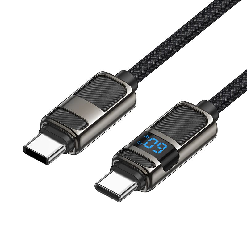 Hoco U137 USB-C to USB-C charging data cable with display 1,2m Black