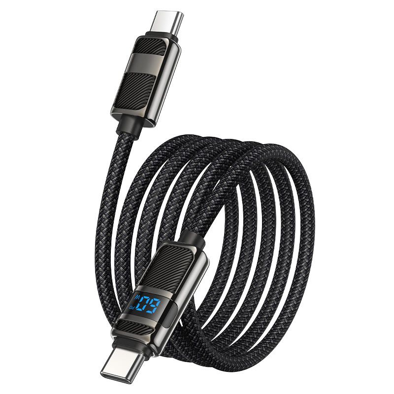 Hoco U137 USB-C to USB-C charging data cable with display 1,2m Black