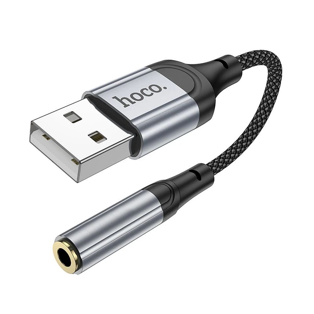 Hoco USB-A 3,5mm Jack Audio Adapter Black/Silver