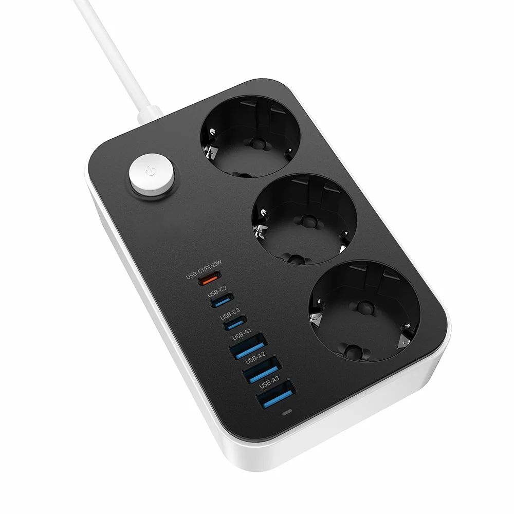ColorWay Hálózati Elosztó Kapcsolóval 3DIN 2m Black