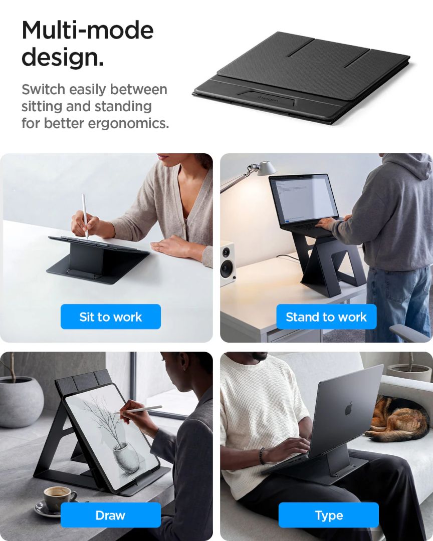 Spigen LD201-S10 Slim Fold Non Adhesive Laptop Stand Black