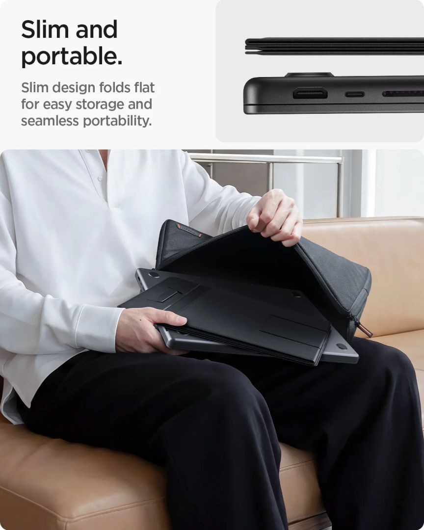 Spigen LD201-S10 Slim Fold Non Adhesive Laptop Stand Black